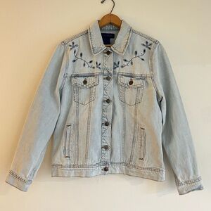 Denim jacket with floral cutouts, Casual Designs, size S